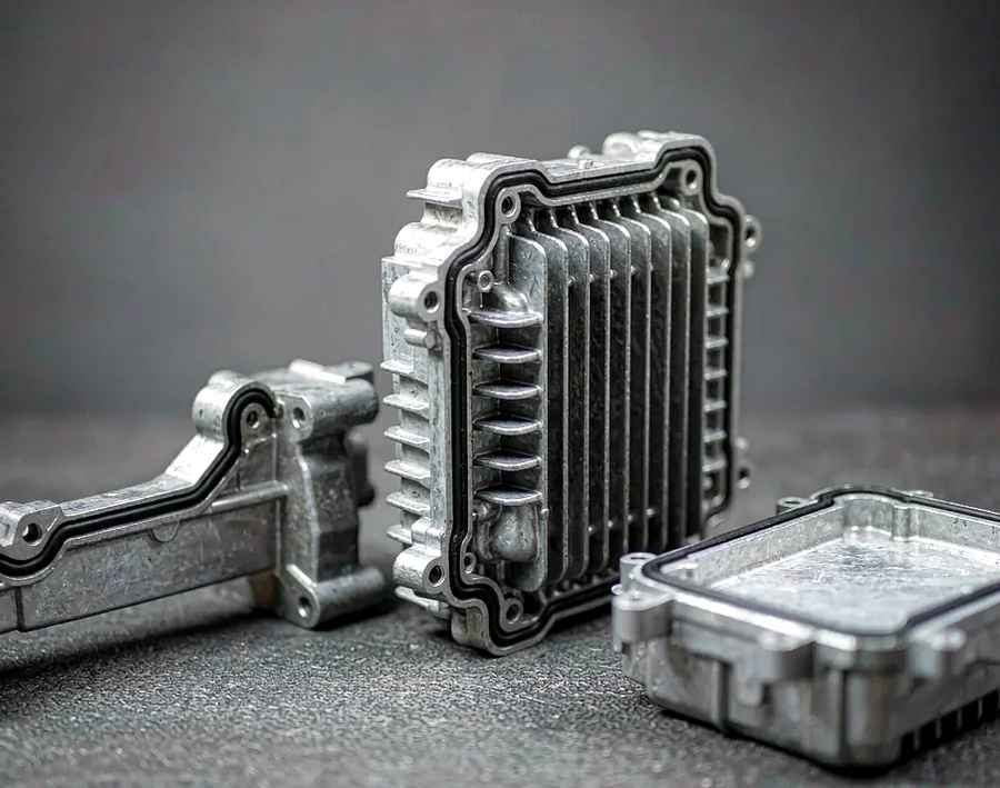 Aluminum die-cast electronics enclosure with cooling fins