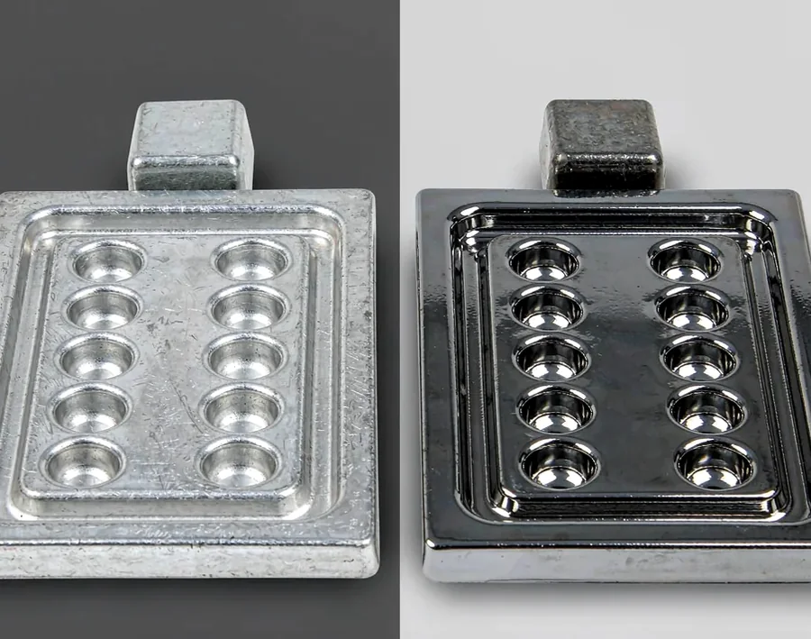 Machined metal plates with fasteners, surface comparison